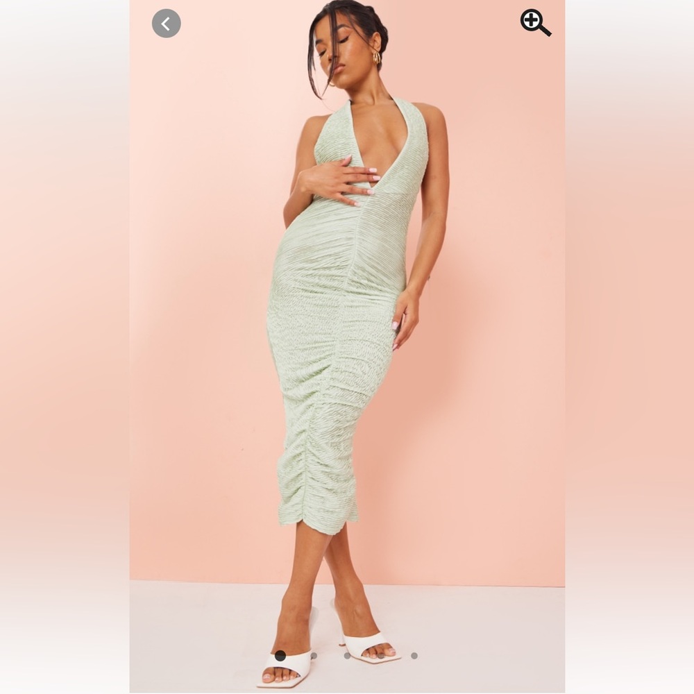 Sage green textured dress